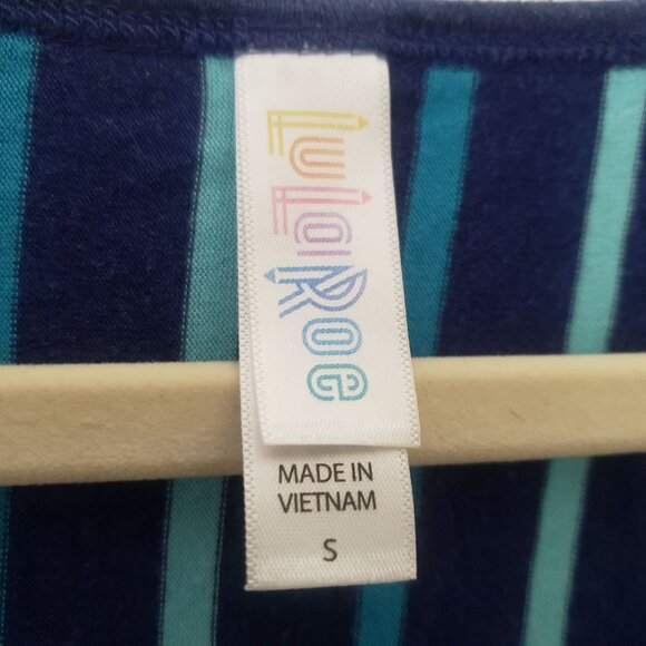 LuLaRoe Patrick Top Womens Size S Blue White Striped High Low Hem Tunic Tee - Picture 4 of 4